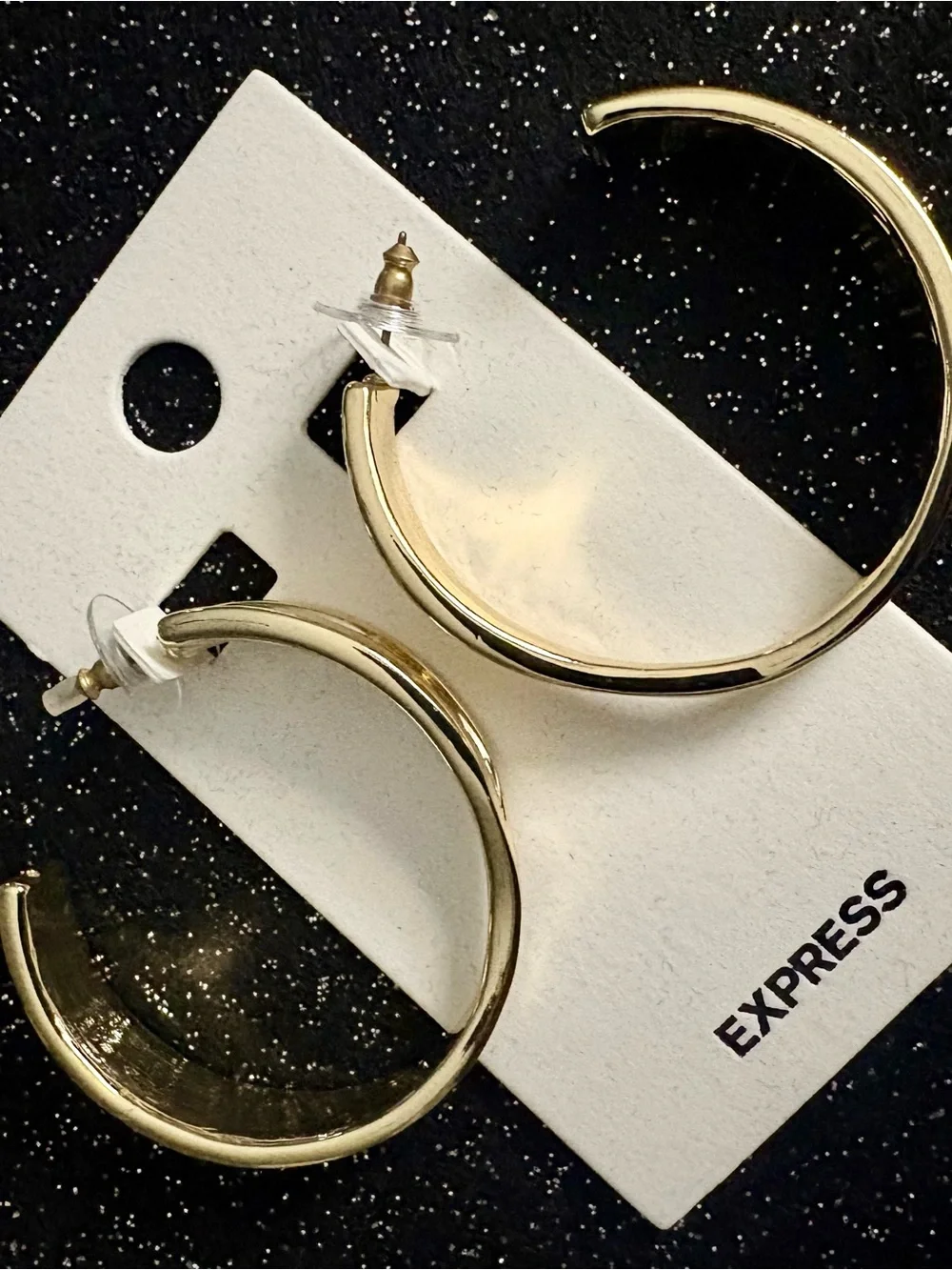 Express Shiny Gold Open Hoop Earrings - Picture 2 of 2